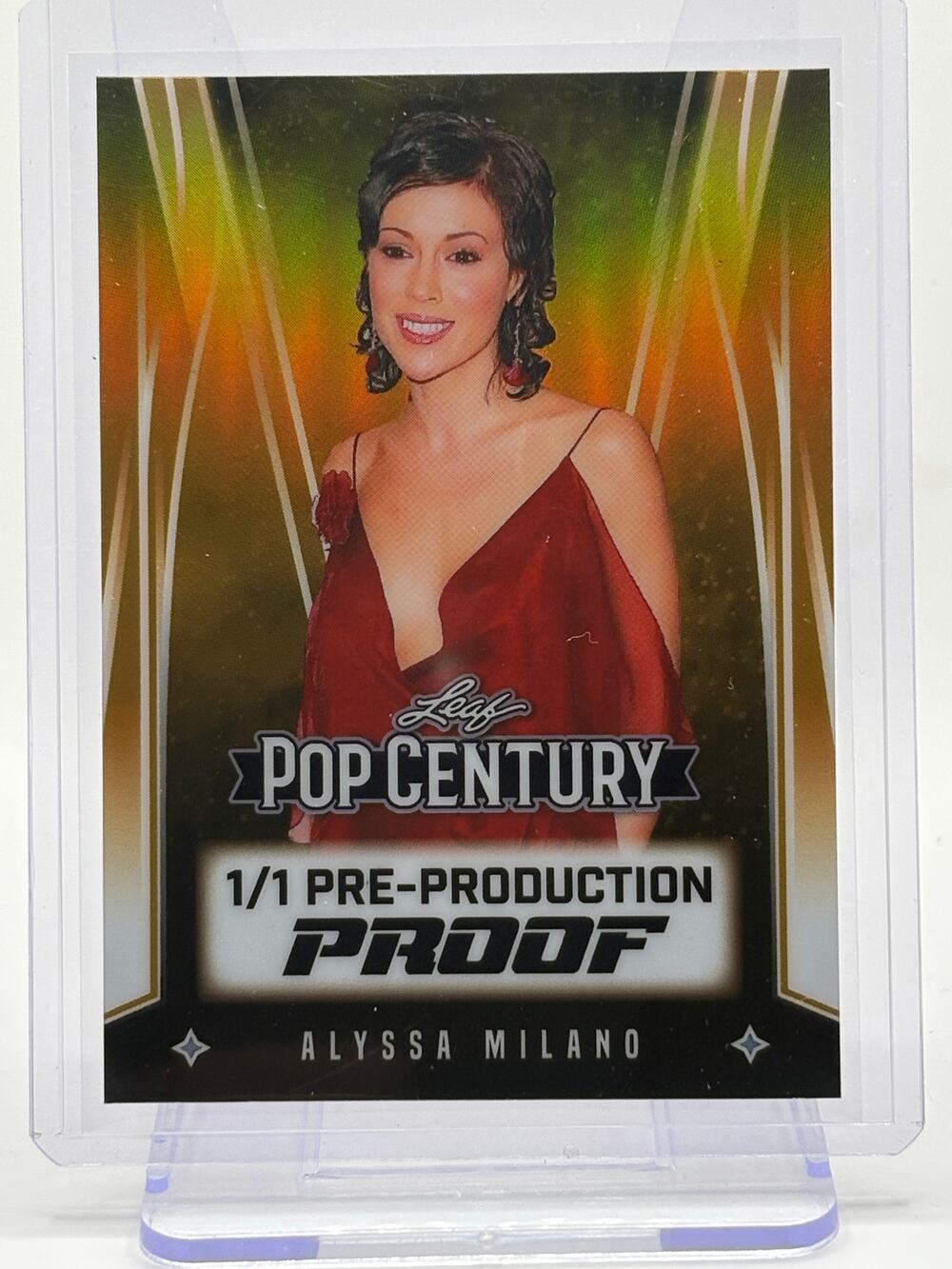 2025 Leaf Pop Century Alyssa Milano Prismatic Gold Pre-Production Proof 1/1 SSP